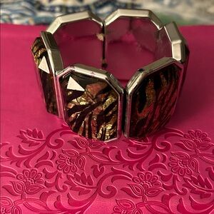 Chic Silver and Brown Patterned Bracelet